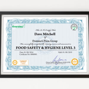 Food Hygiene Level 3 Certificate