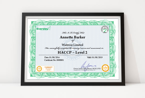 HACCP Level 2 Certificate