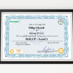 HACCP Level 3 Certificate
